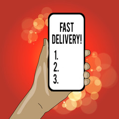 Writing note showing Fast Delivery. Business concept for Express action of delivering letters, parcels, or good