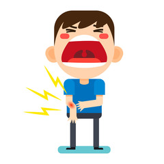 Tiny cute man character broken right arm_V2