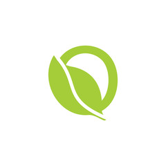 letter o leaf shape organic symbol logo vector