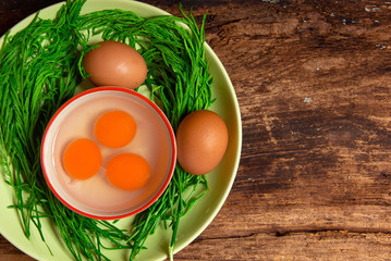 Top view image Omelette ingredients 