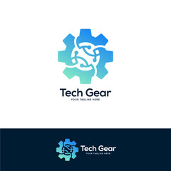 gear logo design concept, service logo design template, tech logo design