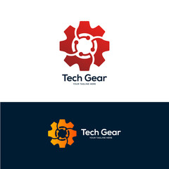 gear logo design concept, service logo design template, tech logo design