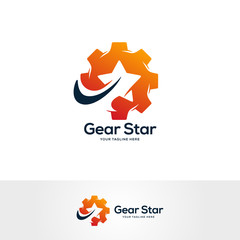 gear logo designs concept, service logo design template, star logo design 