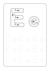 Kindergarten Tracing Letters Worksheets  monochrome Tracing Letters Worksheets  on white background vector illustration
