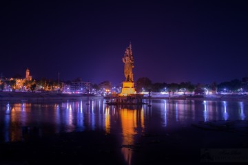 Shiva monument in middle of the Lake