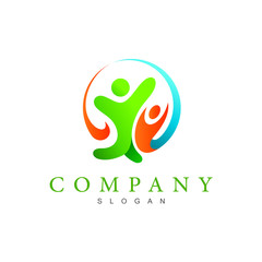 human logo, peace icon +  social logo with a simple look + social icon + association symbol  + people run icon