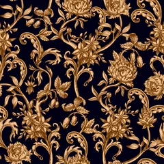 Wallpaper murals Vintage style Seamless pattern with vintage baroque flowers. Vector.