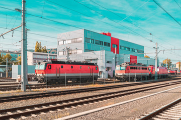Fototapeta na wymiar Rail tracks in Graz, Austria
