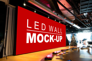 Mock up large LED wall on stage in showroom