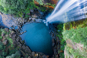 Belmore Water Falls, New South Wales. Cascading Water on Rocks and Pond.