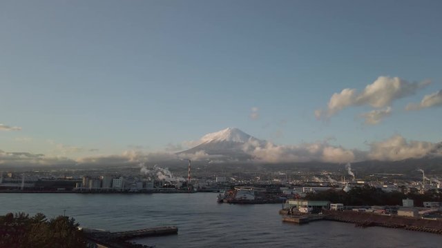 Timelapse of Mountain (Mt. Fuji) and plant