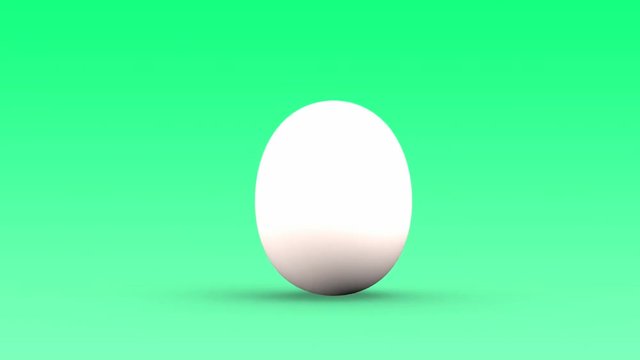 Swaying egg splitting and hatching out red grade result A+ with white eggshell exploded fragments, isolated on green background.