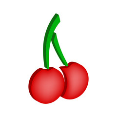 Two cherries icon.Isometric and 3D view.