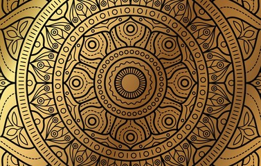 Elegant background with gold luxury floral pattern texture and traditional arabian mandala concept, use for islamic ramadan banner design, business card greeting card, and poster design vector eps10