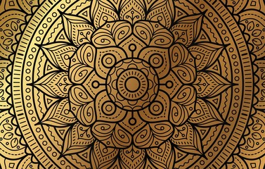 Elegant background with gold luxury floral pattern texture and traditional arabian mandala concept, use for islamic ramadan banner design, business card greeting card, and poster design vector eps10