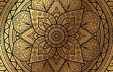 Elegant background with gold luxury floral pattern texture and traditional arabian mandala concept, use for islamic ramadan banner design, business card greeting card, and poster design vector eps10
