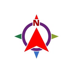 Colored compass logo, children's concept