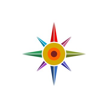 Colored compass logo, children's concept