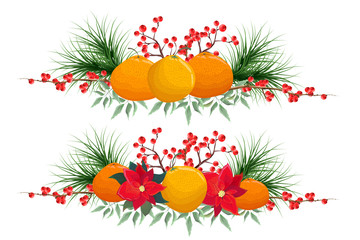 christmas background with fruits