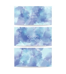 Abstract Background Card. Blue Cloud Banner Set, Watercolor Vector Illustration for greeting card, poster and voucher.