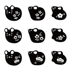 年賀状素材 丑年 干支置物イラスト Wall Mural Wallpaper Murals Michikodesign