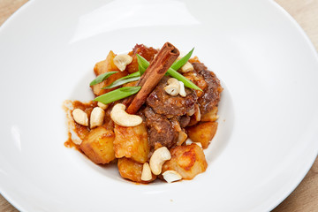 asian dish with meat and spice