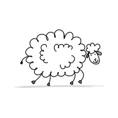 Funny sheep, sketch for your design
