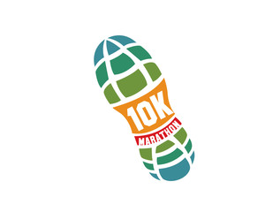 Modern 10K Marathon Running Competition Logo Badge Illustration In White Isolated Background