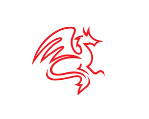 Modern Red Dragon Logo Illustration In Isolated White Background