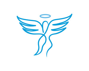 Modern Holistic Spiritual Angel Medication Logo Illustration In Isolated White Background