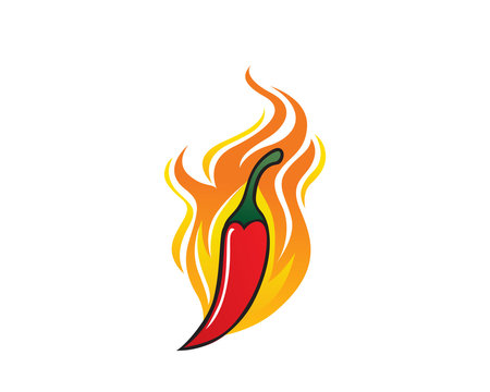 Modern Hot Spicy Chili Food Logo Illustration In Isolated White Background