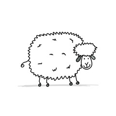 Funny sheep, sketch for your design