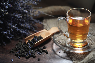 Brewed tea on a serving table