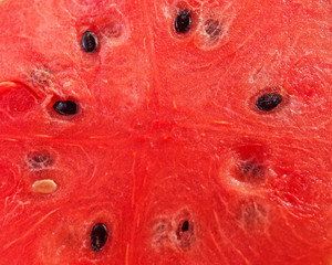 fresh watermelon cut top view close up, red fruit background