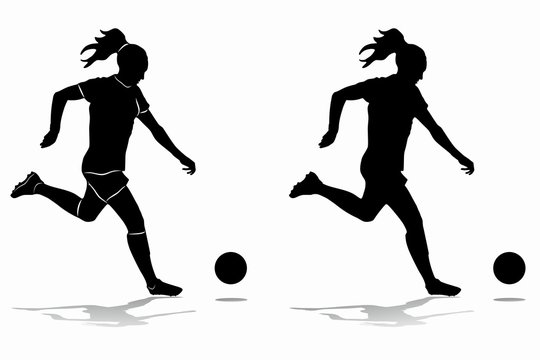 silhouette of woman soccer player, vector draw