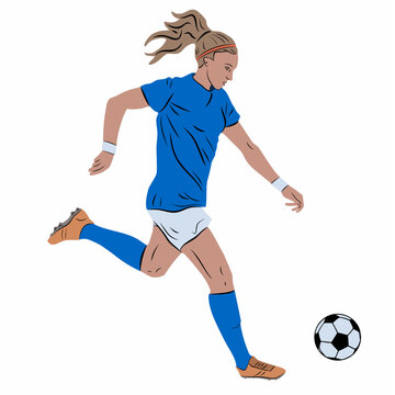 illustration of woman soccer player, vector draw