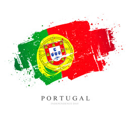 Flag of Portugal. Vector illustration  Brush strokes