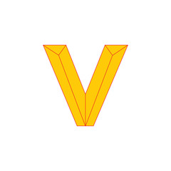 letter v simple geometric 3d logo vector