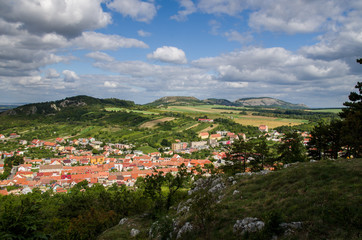 Fototapeta na wymiar Panoramic view of Mikulov town centre and castle, Czech Republic