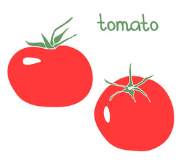 Vector hand drawn illustration with tomato. Flat design.