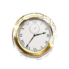 Round clock with golden frame realistic vector illustration