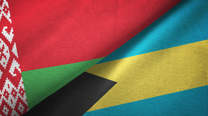 Belarus and Bahamas two flags textile cloth, fabric texture 