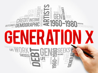 Generation X word cloud collage