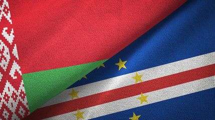 Belarus and Cape Cabo Verde two flags textile cloth, fabric texture 