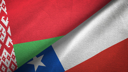 Belarus and Chile two flags textile cloth, fabric texture