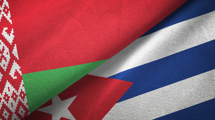 Belarus and Cuba two flags textile cloth, fabric texture