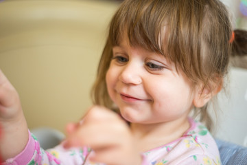 Portrait of Concentrated Child Girl.