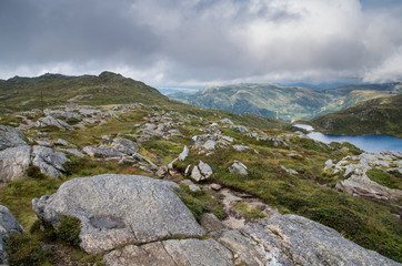Beautiful norwegian mountain landscape near Bergen, Ulriken and Floyen