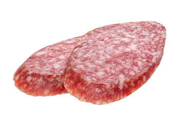 Salami sausage slice isolated
