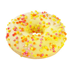 Yellow donut isolated on white